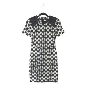 Yigal Azrouel Black & Cream Printed Leather Sheath Bodycon Dress 2 Women’s